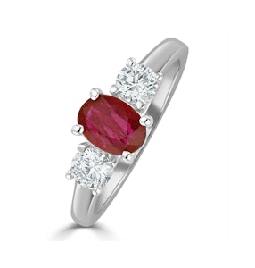18K White Gold 0.50CT H/SI Diamond and 1.15CT Ruby Ring