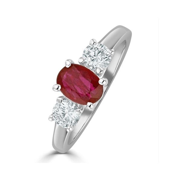 18K White Gold 0.50CT H/SI Diamond and 1.15CT Ruby Ring - Image 1