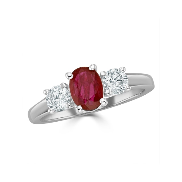 18K White Gold 0.50CT H/SI Diamond and 1.15CT Ruby Ring - Image 2
