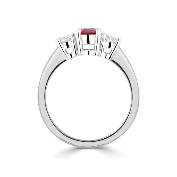 18K White Gold 0.50CT H/SI Diamond and 1.15CT Ruby Ring - Image 3