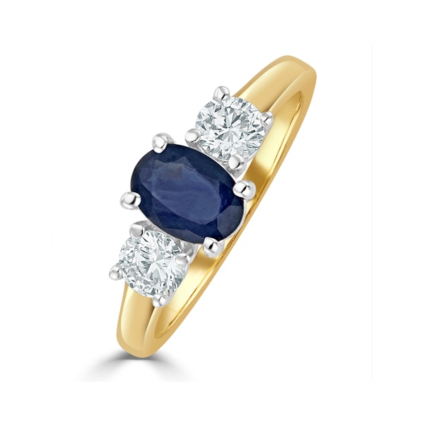 Sapphire 0.80ct And Lab Diamonds G/Vs 0.50ct 18K Gold Ring FET23-U - Image 1