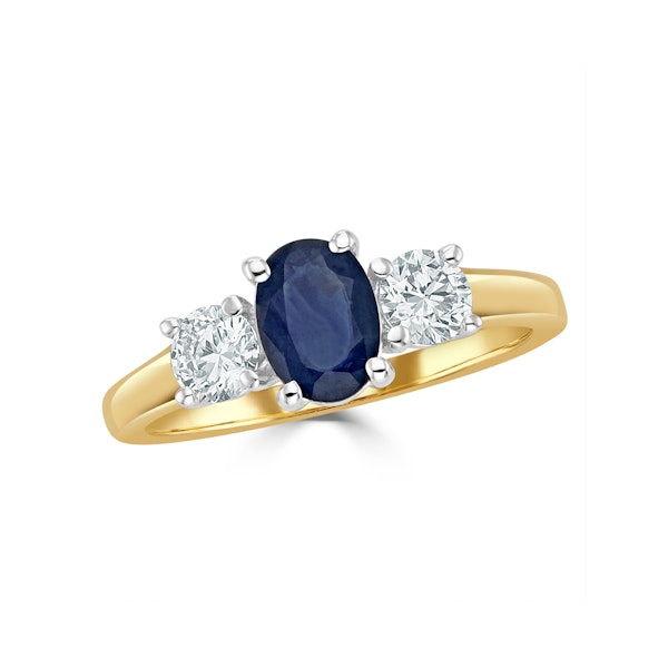 Sapphire 0.80ct And Lab Diamonds G/Vs 0.50ct 18K Gold Ring FET23-U - Image 2