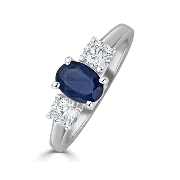 Sapphire 0.80ct And Diamond 0.50ct 18K White Gold Ring FET23-UY - Image 1
