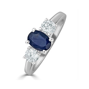Sapphire 0.80ct And Diamond 0.50ct 18K White Gold Ring FET23-UY
