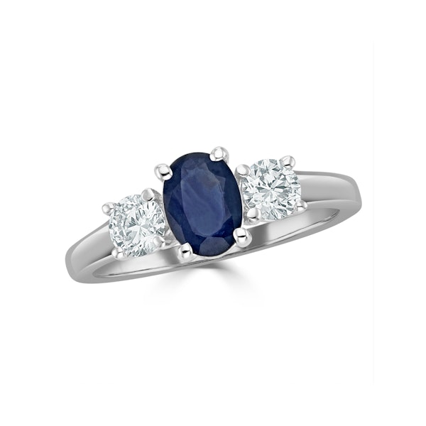 Sapphire 0.80ct And Diamond 0.50ct 18K White Gold Ring FET23-UY - Image 2