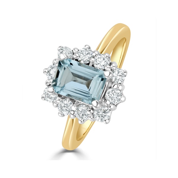 Aquamarine 0.85ct and Diamond 0.50ct 18K Gold Ring - Image 1
