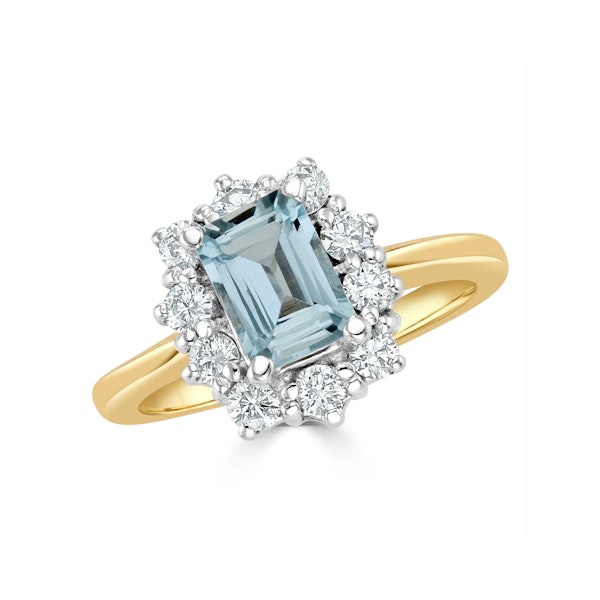 Aquamarine 0.85ct and Diamond 0.50ct 18K Gold Ring - Image 2