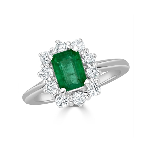 Emerald 1.00ct And Diamond 0.50ct 18K White Gold Ring - Image 2