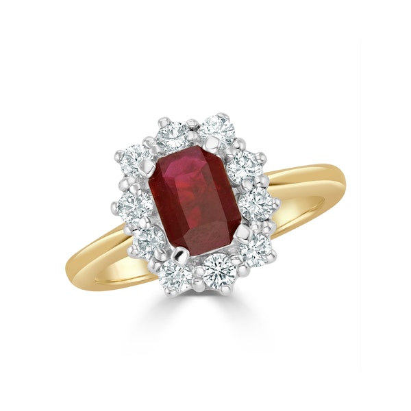 Ruby 1.10ct And Diamond 0.50ct 18K Gold Ring - Image 2