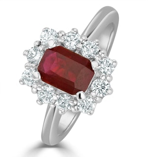 Ruby 1.10ct And Diamond 18K White Gold Ring