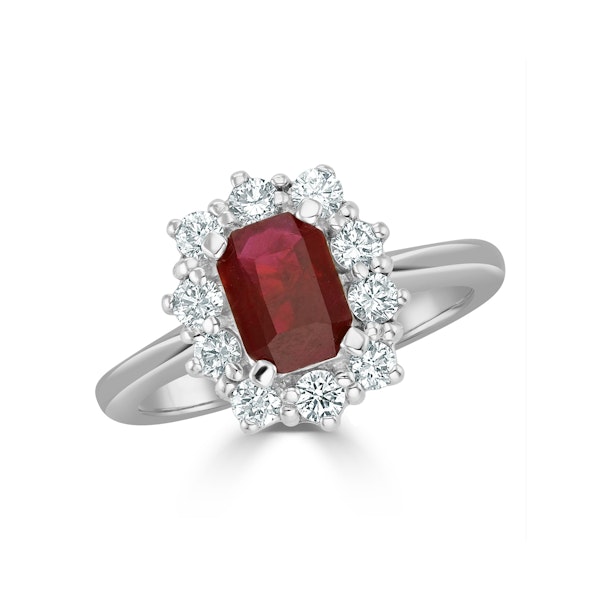 Ruby 1.10ct And Diamond 18K White Gold Ring - Image 2