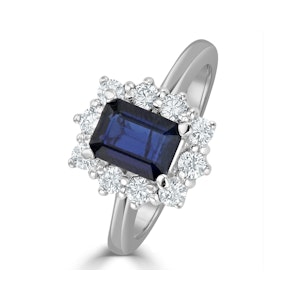 Sapphire 1.15ct And Diamond 0.50ct 18K White Gold Ring