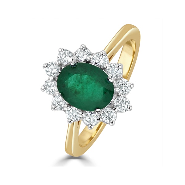 Emerald 1.15ct And Diamond 0.50ct 18K Gold Ring - Image 1