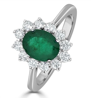 Emerald 1.15ct And Diamond 18K White Gold Ring
