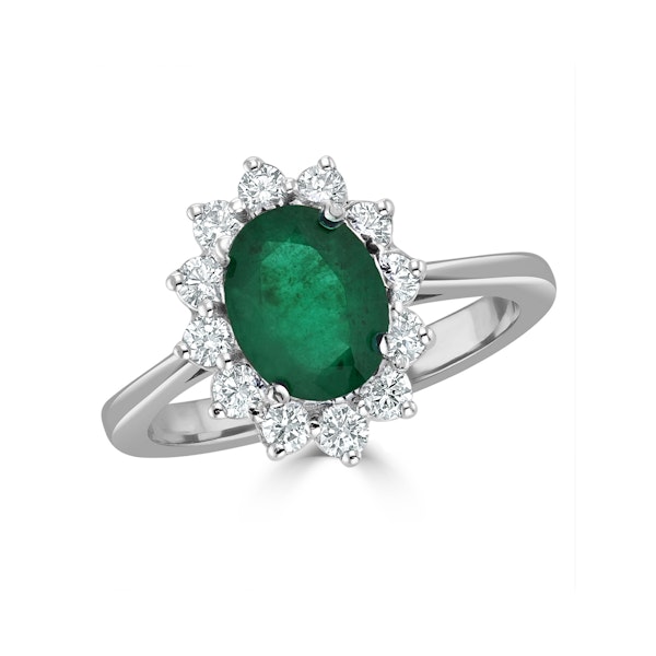 Emerald 1.15ct And Diamond 18K White Gold Ring - Image 2