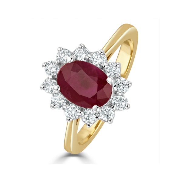 Ruby 1.35ct And Diamond 0.50ct 18K Gold Ring - Image 1