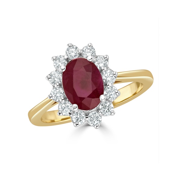 Ruby 1.35ct And Diamond 0.50ct 18K Gold Ring - Image 2
