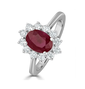 Ruby 1.35ct And Diamond 0.50ct 18K White Gold Ring
