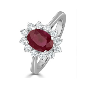 Ruby 1.35ct And Diamond 0.50ct 18K White Gold Ring