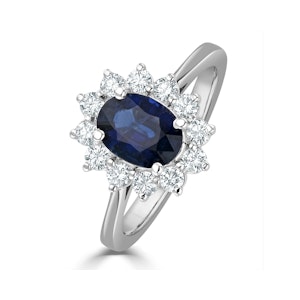 Sapphire 1.55ct And Diamond 0.50ct 18K White Gold Ring