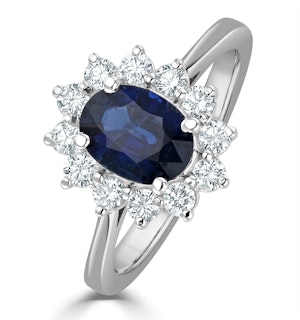 Sapphire 1.55ct And Diamond 0.50ct 18K White Gold Ring