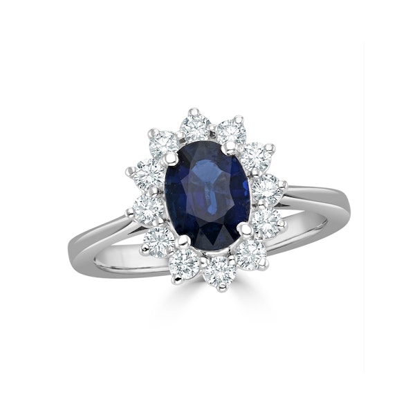 Sapphire 1.55ct And Diamond 0.50ct 18K White Gold Ring - Image 2