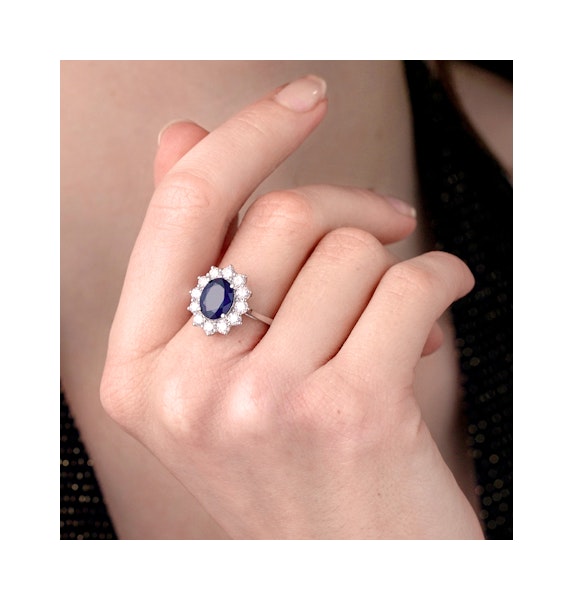 Sapphire 2.3ct And Diamond 1ct Cluster Ring in Platinum - Image 4
