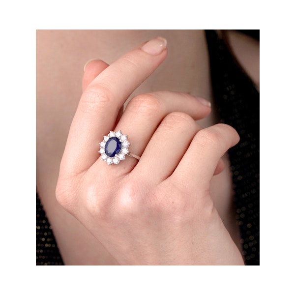 Sapphire 2.3ct And Diamond 1ct Cluster Ring in Platinum - Image 4