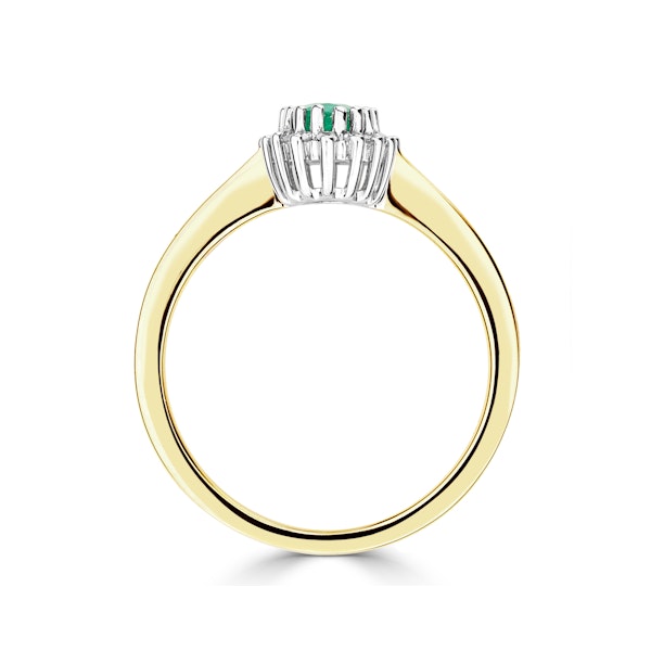 Emerald 6 x 4mm And Diamond 9K Gold Ring A3205 - Image 3