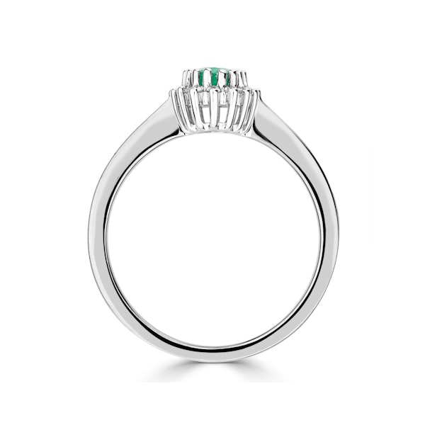 Emerald 6 x 4mm And Diamond 9K White Gold Ring Item SIZE Q - Image 3