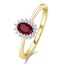 Ruby 6 x 4mm And Diamond 9K Gold Ring Item A3350 - image 1
