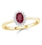 Ruby 6 x 4mm And Diamond 9K Gold Ring Item A3350 - image 2