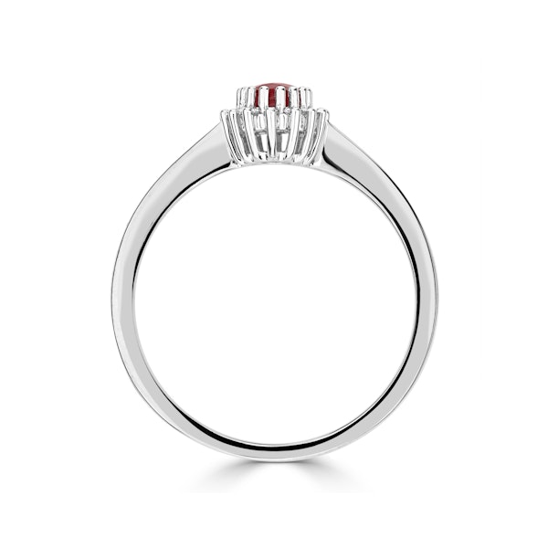 Ruby 6 x 4mm And Diamond 9K White Gold Ring A4435 - Image 3