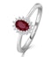 Ruby 6 x 4mm And Diamond 9K White Gold Ring  A4435 - image 1