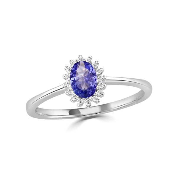 Tanzanite 6 x 4mm And Diamond 18K White Gold Ring SIZES AVAILABLE J Q - Image 2