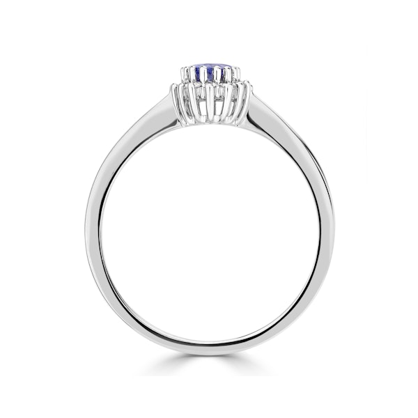Tanzanite 6 x 4mm And Diamond 18K White Gold Ring SIZES AVAILABLE J Q - Image 3