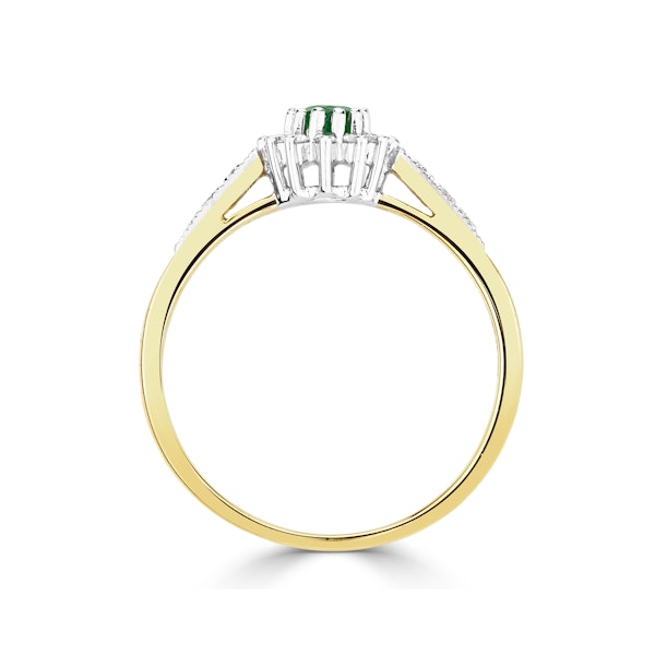 Emerald 5 x 3mm And Diamond 9K Gold Ring A3203 - Image 3
