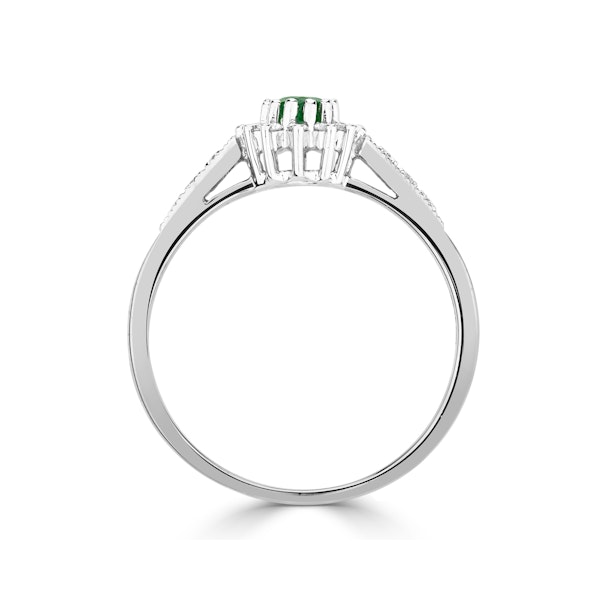 Emerald 5 x 3mm And Diamond 9K White Gold Ring - Image 3