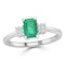 Emerald 6 x 4mm And Diamond 18K White Gold Ring - image 2