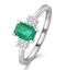 Emerald 6 x 4mm And Diamond 18K White Gold Ring - image 1