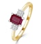 Ruby 6 x 4mm And Diamond 9K Gold Ring  A4334 - image 1