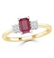 Ruby 6 x 4mm And Diamond 9K Gold Ring  A4334 - image 2