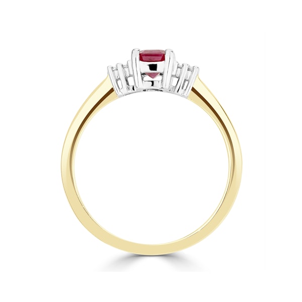 Ruby 6 x 4mm And Diamond 9K Gold Ring A4334 - Image 3