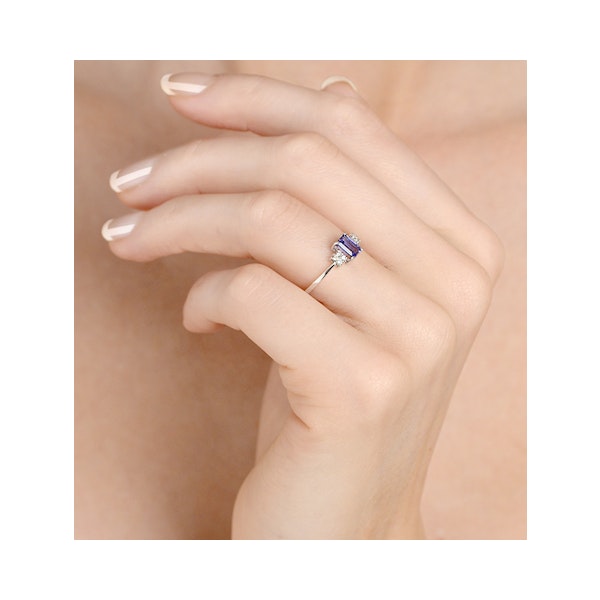 Tanzanite 6 x 4mm And Diamond 18K White Gold Ring SIZES AVAILABLE J - Image 4