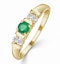 Emerald 3.75mm And Diamond 9K Gold Ring - image 1