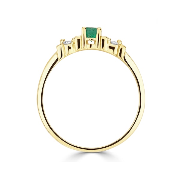 Emerald 3.75mm And Diamond 9K Gold Ring - Image 2