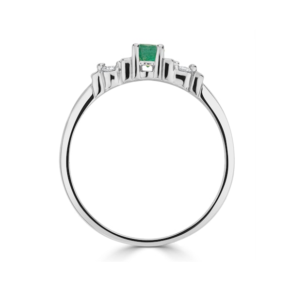 Emerald 3.75mm And Diamond 9K White Gold Ring SIZE L - Image 2