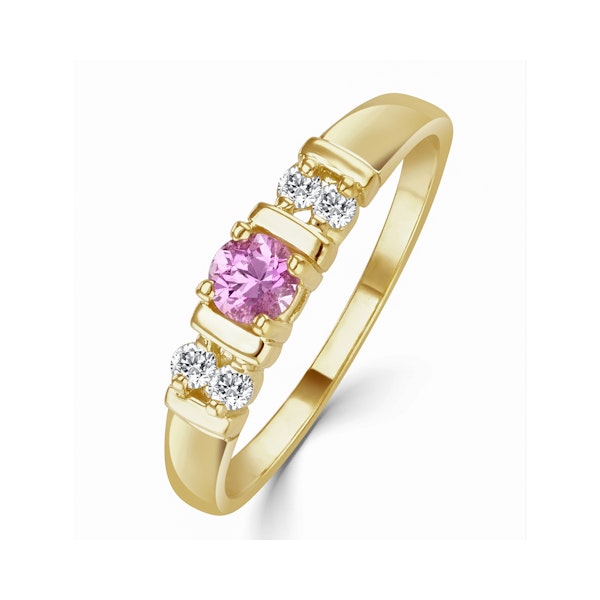 18K Gold Diamond and Pink Sapphire Ring 0.10ct - Image 1
