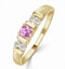 Pink Sapphire and Diamond Ring 9K Yellow Gold - image 1