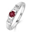 Ruby 3.75mm And Diamond 9K White Gold Ring - image 1